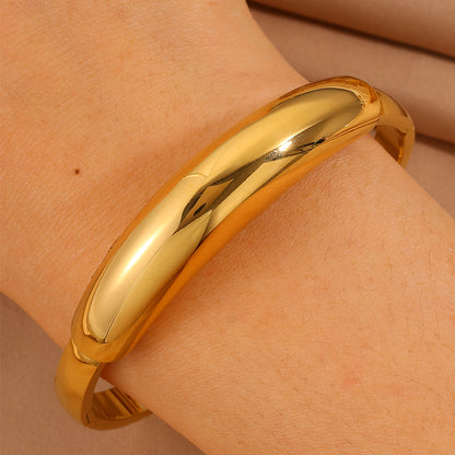 Oval Roman Style Bangle For New Year, 304 Stainless Steel With 18K Real Gold Plated And Stone-Free Inlay