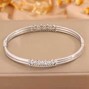 Steel Color Four Diamond Hollow Bracelet