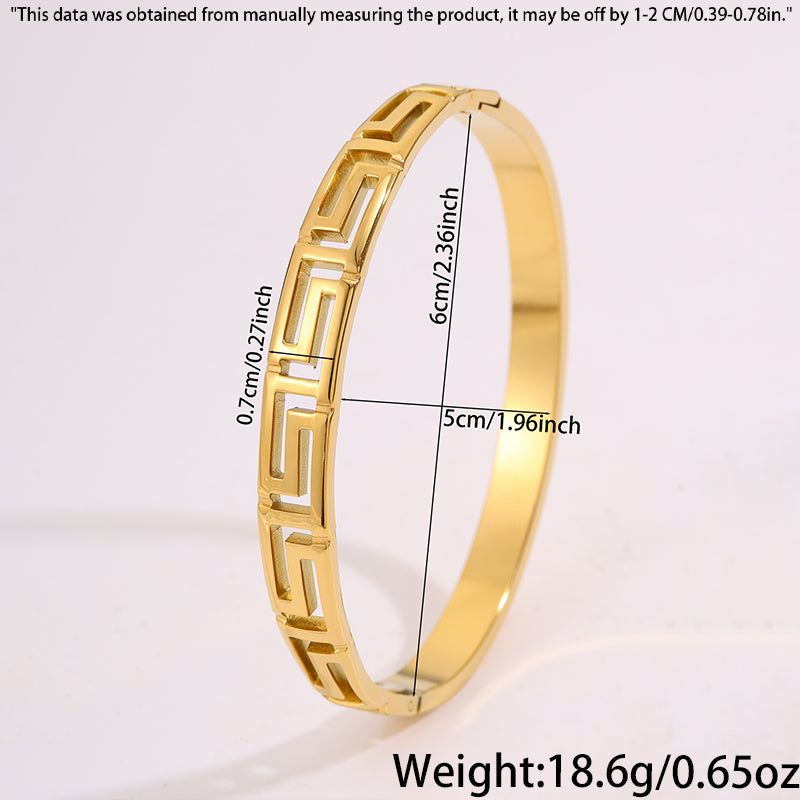 Solid Color Unisex Bangle For Super Bowl Featuring 304 Stainless Steel With 18K Real Gold Plated Finish And Stone-Free Inlay