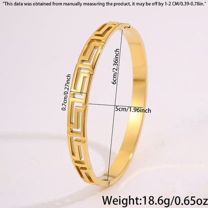 Solid Color Unisex Bangle For Super Bowl Featuring 304 Stainless Steel With 18K Real Gold Plated Finish And Stone-Free Inlay
