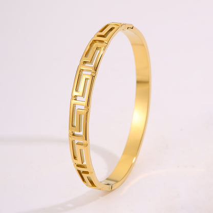 Solid Color Unisex Bangle For Super Bowl Featuring 304 Stainless Steel With 18K Real Gold Plated Finish And Stone-Free Inlay