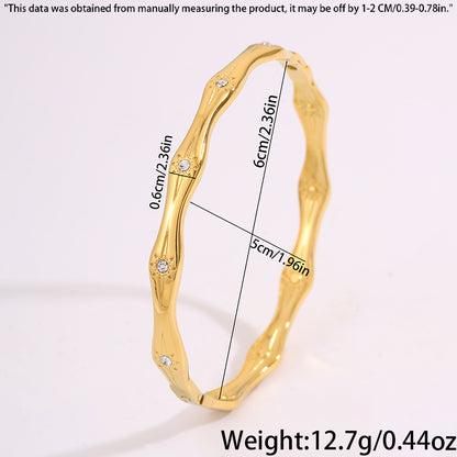 Bohemian Sun Bangle For Super Bowl Featuring 304 Stainless Steel With 18K Real Gold Plated And Rhinestones Inlay