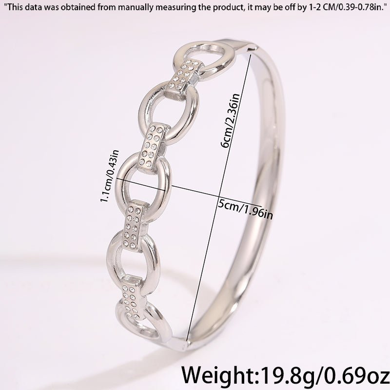 Bohemian Solid Color Bangle For Super Bowl Featuring 304 Stainless Steel With 18K Real Gold Plated And Rhinestones Inlay