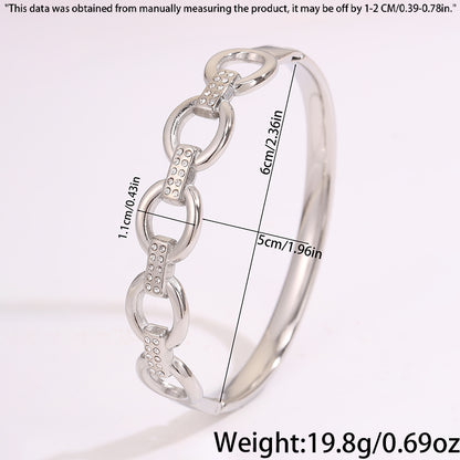 Bohemian Solid Color Bangle For Super Bowl Featuring 304 Stainless Steel With 18K Real Gold Plated And Rhinestones Inlay