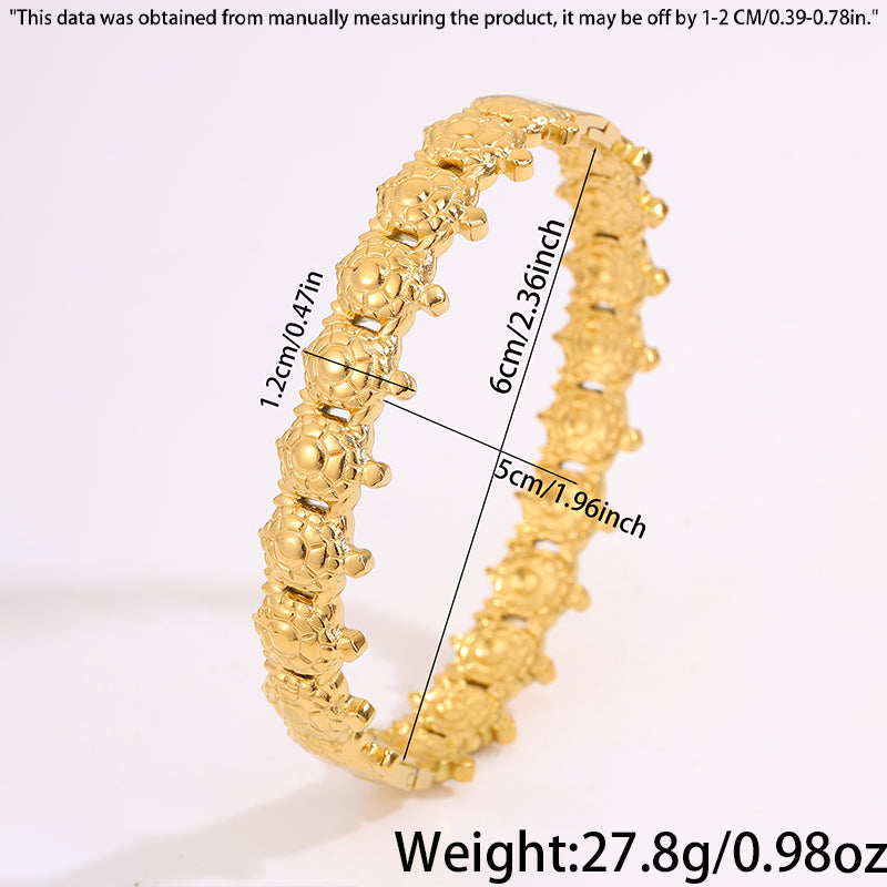 Tortoise Super Bowl Bangle For Unisex Featuring 304 Stainless Steel With 18K Real Gold Plated And Stone-Free Inlay