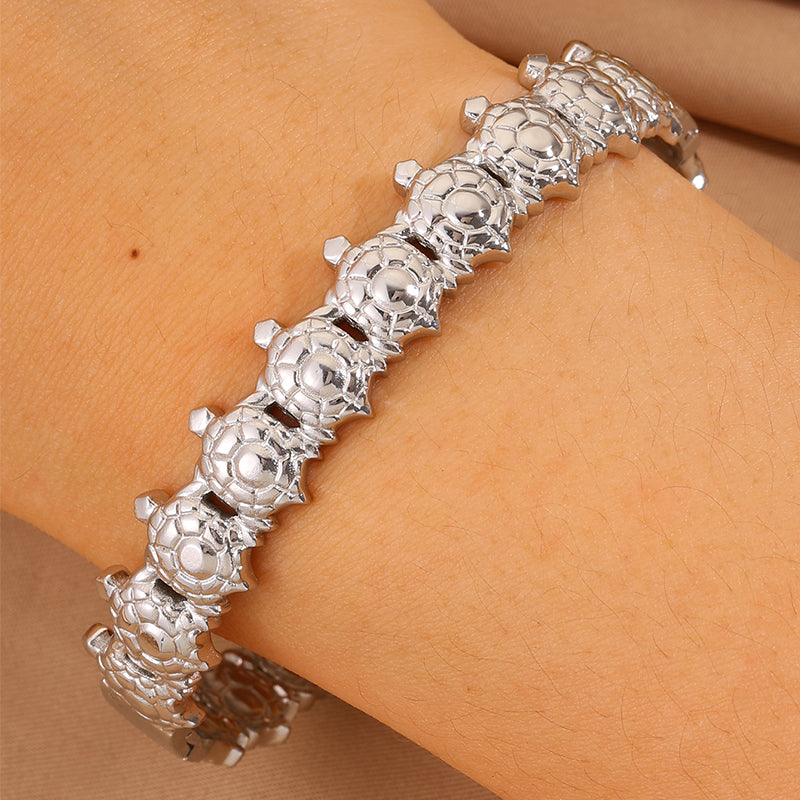 Tortoise Super Bowl Bangle For Unisex Featuring 304 Stainless Steel With 18K Real Gold Plated And Stone-Free Inlay