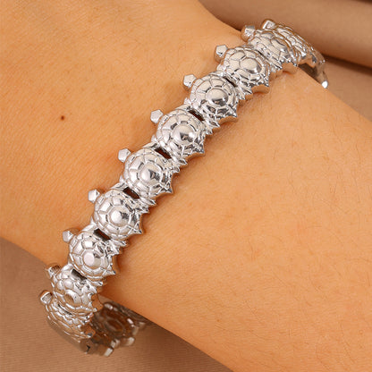 Tortoise Super Bowl Bangle For Unisex Featuring 304 Stainless Steel With 18K Real Gold Plated And Stone-Free Inlay