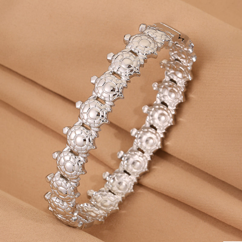 Tortoise Super Bowl Bangle For Unisex Featuring 304 Stainless Steel With 18K Real Gold Plated And Stone-Free Inlay
