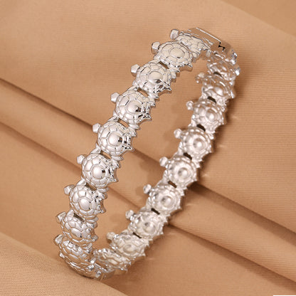 Tortoise Super Bowl Bangle For Unisex Featuring 304 Stainless Steel With 18K Real Gold Plated And Stone-Free Inlay