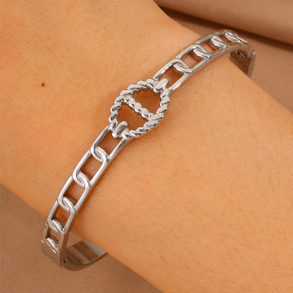 Bohemian Solid Color Bangle For New Year, Made Of 304 Stainless Steel With 18K Real Gold Plating And Stone-Free Inlay