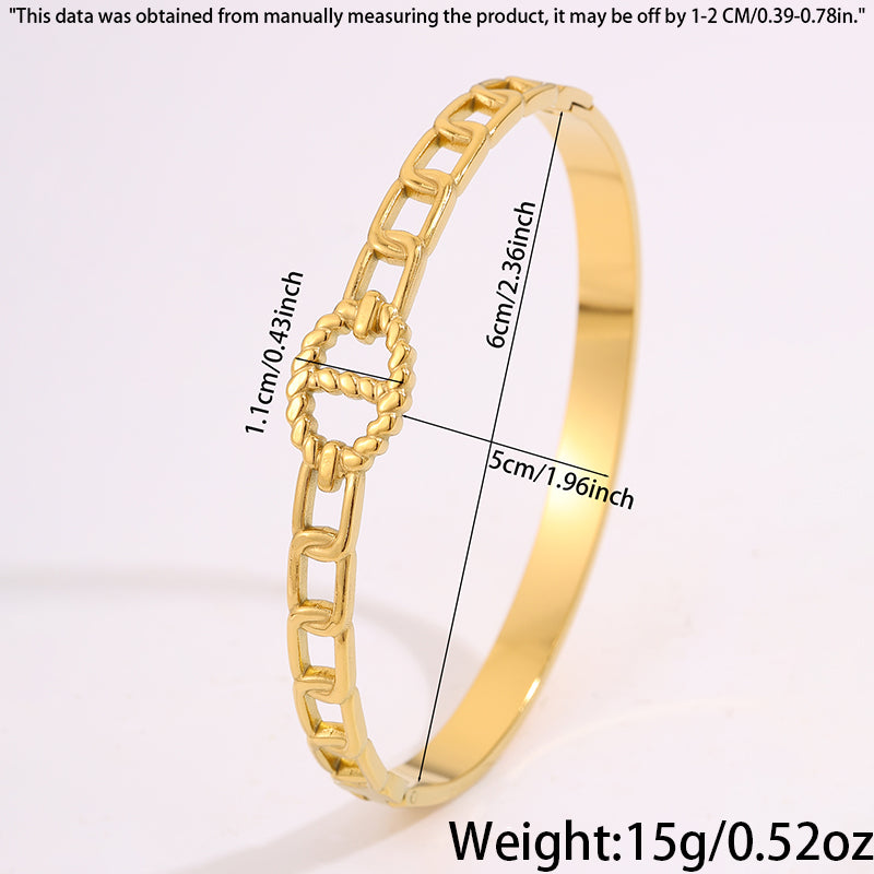 Bohemian Solid Color Bangle For New Year, Made Of 304 Stainless Steel With 18K Real Gold Plating And Stone-Free Inlay