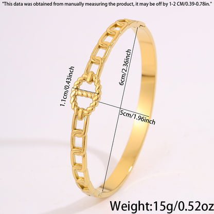 Bohemian Solid Color Bangle For New Year, Made Of 304 Stainless Steel With 18K Real Gold Plating And Stone-Free Inlay