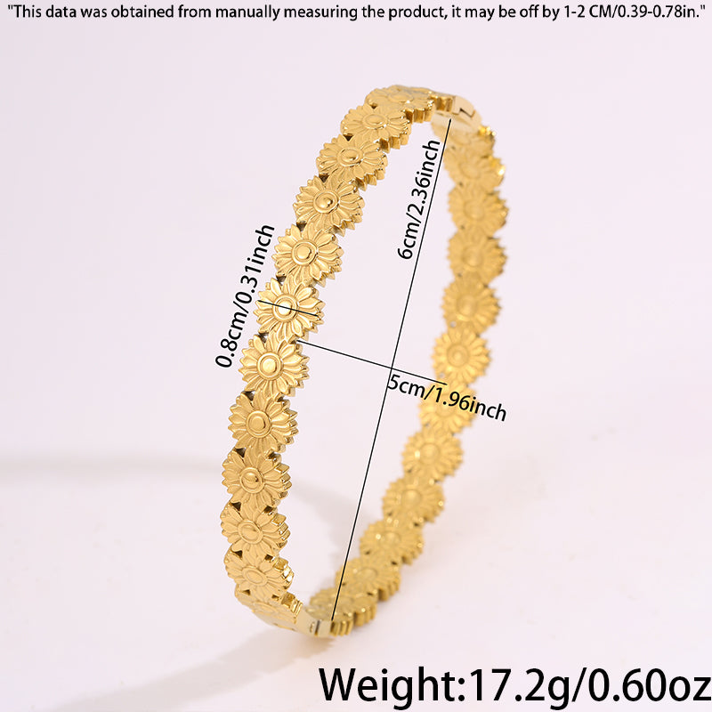 Solid Color British Style Bangle For New Year, Made Of 304 Stainless Steel With 18K Real Gold Plating, Stone-Free Design