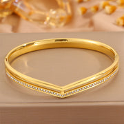 Gold Double-layer V-shaped Single-row Bracelet