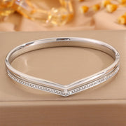 Steel Color Double Layer V-shaped Single Row Bracelet