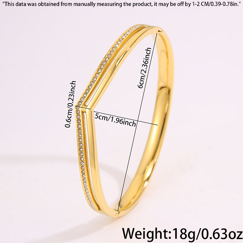 Solid Color Unisex Bangle For Super Bowl Featuring 304 Stainless Steel With 18K Real Gold Plated And Rhinestones Inlay