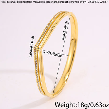 Solid Color Unisex Bangle For Super Bowl Featuring 304 Stainless Steel With 18K Real Gold Plated And Rhinestones Inlay