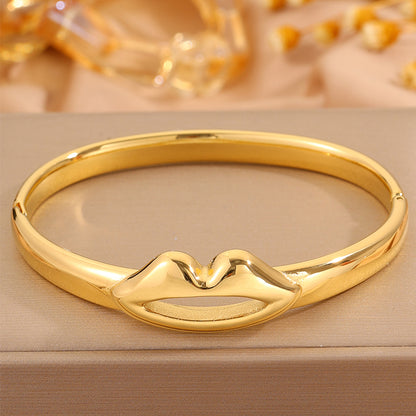 Unisex 304 Stainless Steel Bangle For Super Bowl Featuring 18K Real Gold Plated Finish And Stone-Free Inlay