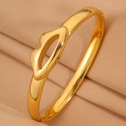 Unisex 304 Stainless Steel Bangle For Super Bowl Featuring 18K Real Gold Plated Finish And Stone-Free Inlay