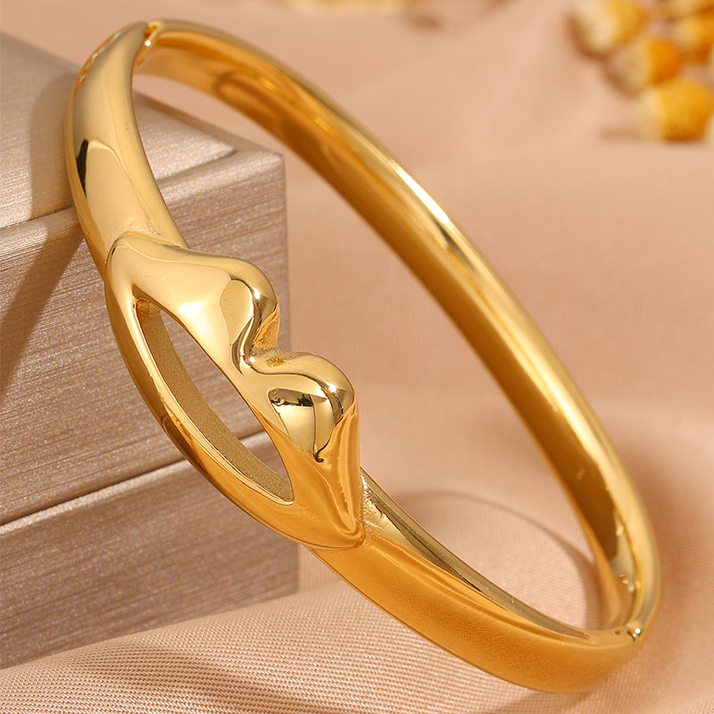 Unisex 304 Stainless Steel Bangle For Super Bowl Featuring 18K Real Gold Plated Finish And Stone-Free Inlay