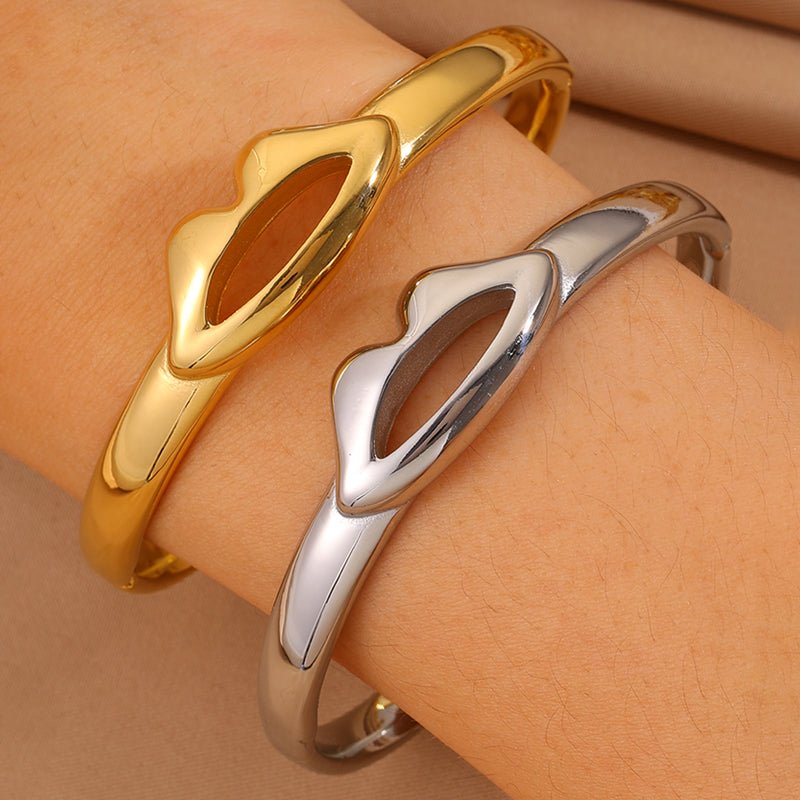 Unisex 304 Stainless Steel Bangle For Super Bowl Featuring 18K Real Gold Plated Finish And Stone-Free Inlay