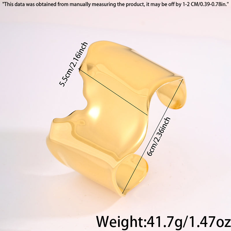 Solid Color Unisex Bangle For New Year, 304 Stainless Steel With 18K Real Gold Plated, Stone-Free Design