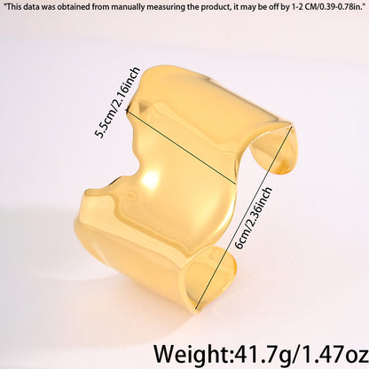 Solid Color Unisex Bangle For New Year, 304 Stainless Steel With 18K Real Gold Plated, Stone-Free Design