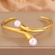 Gold Open Double-ended Pearl Bracelet