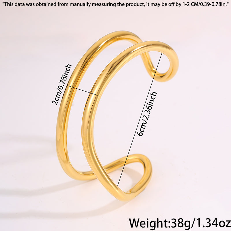 Solid Color Unisex Bangle For New Year Featuring 304 Stainless Steel With 18K Real Gold Plated And Stone-Free Inlay