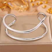 Steel Color Two Lines Large Bracelet