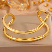 Gold Two Line Large Bracelet