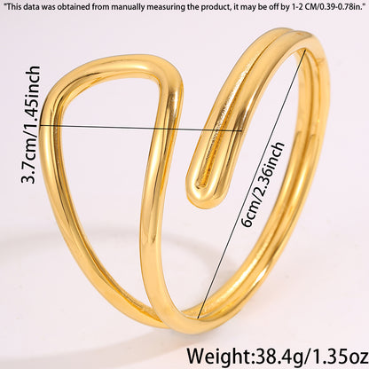 Solid Color Unisex Bangle For New Year, 304 Stainless Steel With 18K Real Gold Plated, Stone-Free Design