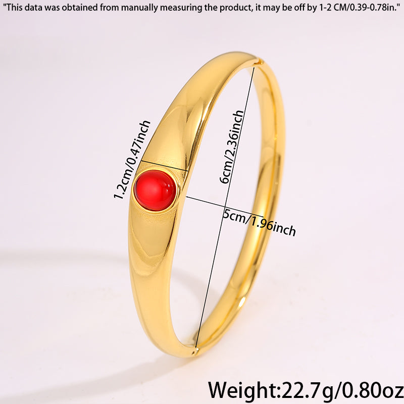 Solid Color Unisex Bangle For Super Bowl Featuring 304 Stainless Steel With 18K Real Gold Plated And Stone-Free Inlay