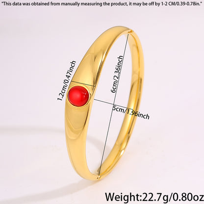 Solid Color Unisex Bangle For Super Bowl Featuring 304 Stainless Steel With 18K Real Gold Plated And Stone-Free Inlay