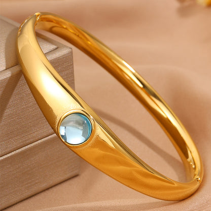 Solid Color Unisex Bangle For Super Bowl Featuring 304 Stainless Steel With 18K Real Gold Plated And Stone-Free Inlay