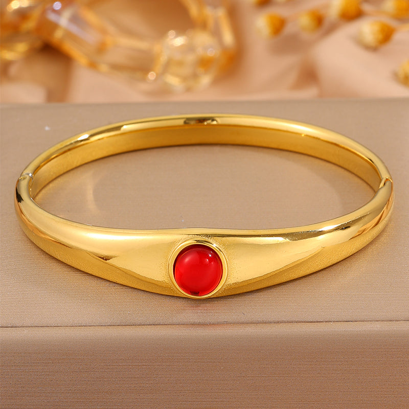 Solid Color Unisex Bangle For Super Bowl Featuring 304 Stainless Steel With 18K Real Gold Plated And Stone-Free Inlay