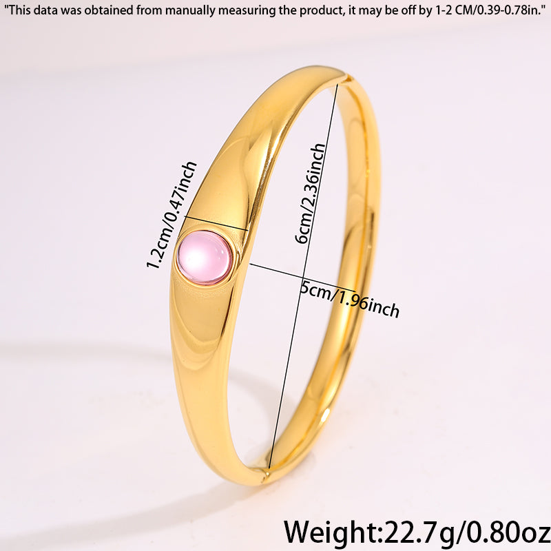 Solid Color Unisex Bangle For Super Bowl Featuring 304 Stainless Steel With 18K Real Gold Plated And Stone-Free Inlay