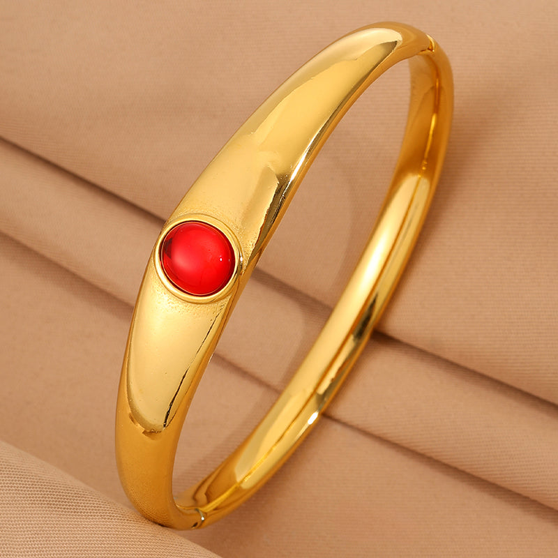 Solid Color Unisex Bangle For Super Bowl Featuring 304 Stainless Steel With 18K Real Gold Plated And Stone-Free Inlay