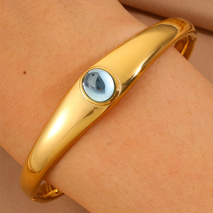 Solid Color Unisex Bangle For Super Bowl Featuring 304 Stainless Steel With 18K Real Gold Plated And Stone-Free Inlay