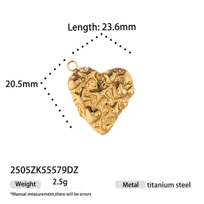 Heart Shape Love Charms Made Of Durable Titanium Steel In Steel Color, Perfect Jewelry Accessories