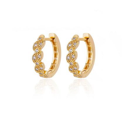 Geometric Earrings For Women In 18K Real Gold Plated Copper Featuring Zircon Inlay