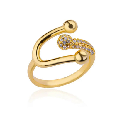 For Open Rings Made Of Copper Featuring Zircon Inlay, Stylish And Elegant Design
