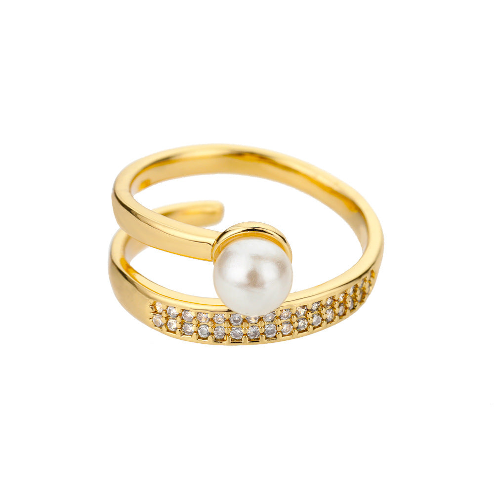 For Open Rings Made Of Copper Featuring Zircon Inlay, Stylish And Elegant Design