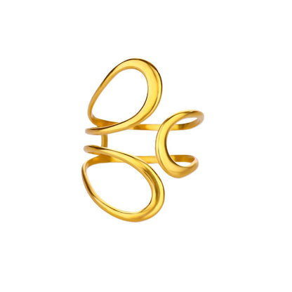 For Hammered Open Rings In 304 Stainless Steel With Natural Stone Inlay