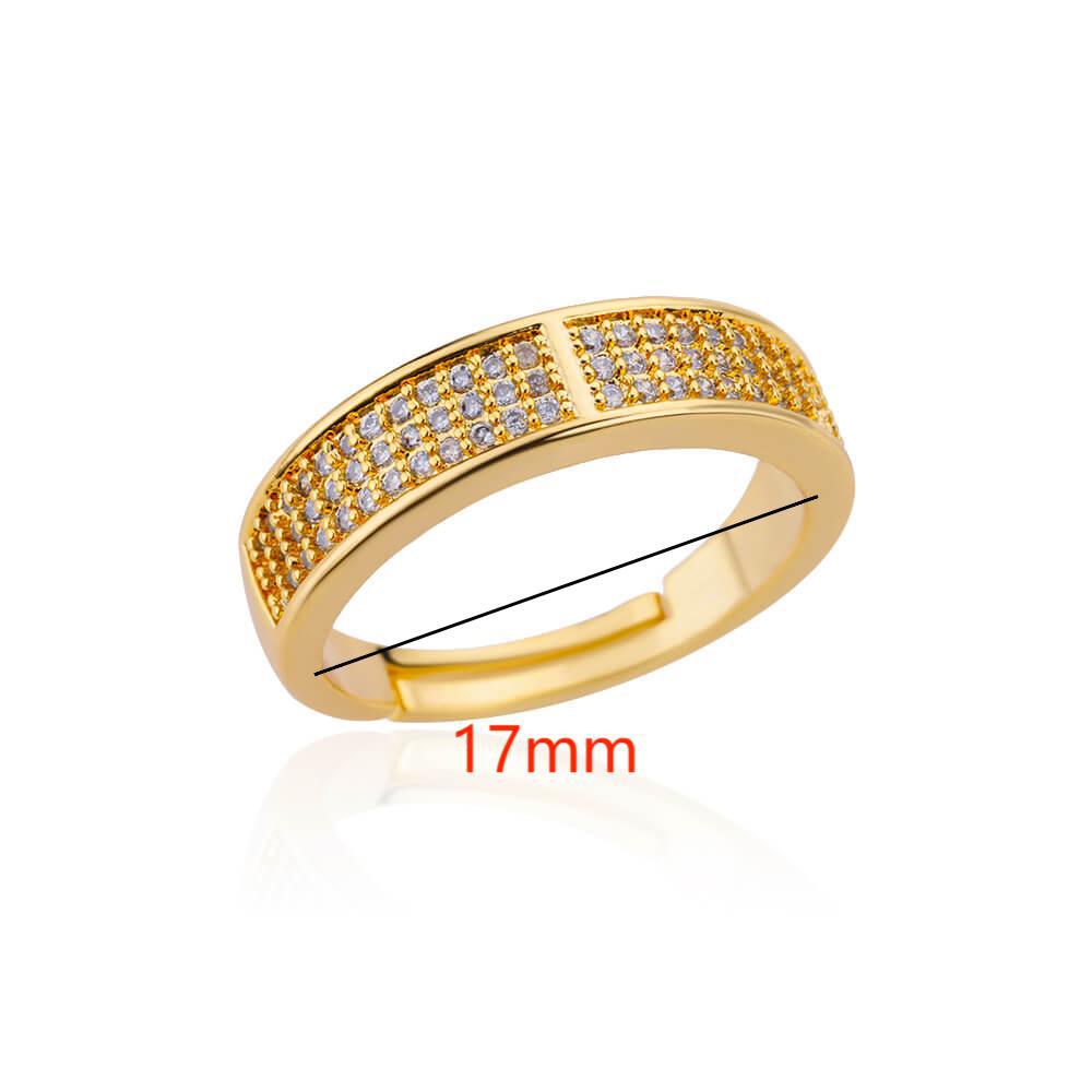 Exaggerated Geometric Ring For Women Made Of Copper With 18K Real Gold Plating Featuring Zircon In Golden Tone