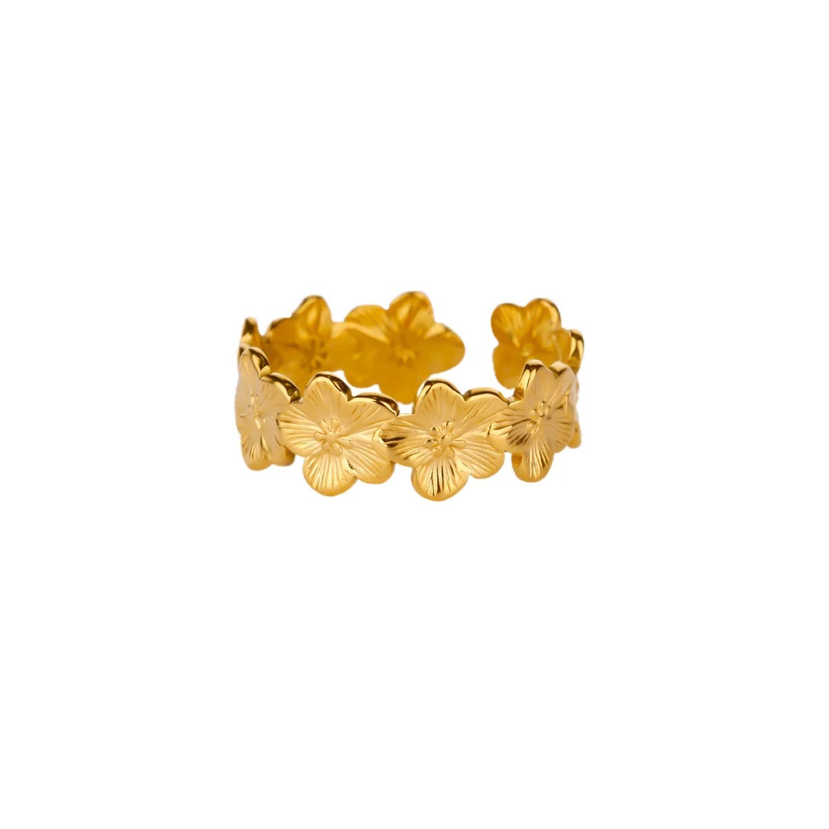 Women’s Open Rings For Flowers Featuring 18K Real Gold Plated Titanium Steel