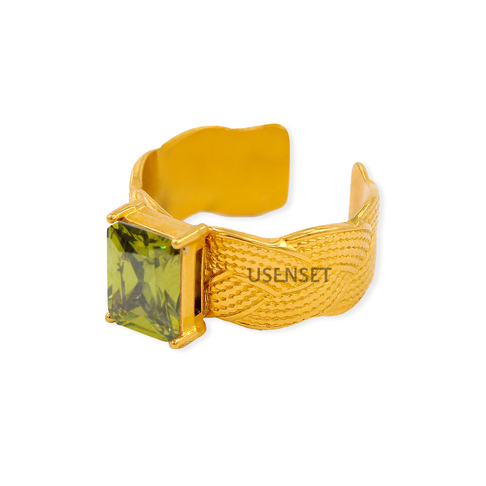 Geometric Open Rings For Women Featuring Zircon Inlay And Electroplated Gold Finish Available In Colour