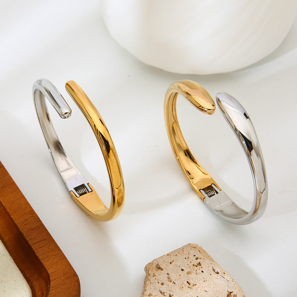 Color Block Bangle For Women Featuring Waterproof Non Tarnish Craft With 18K Real Gold Plated Electroplated Finish