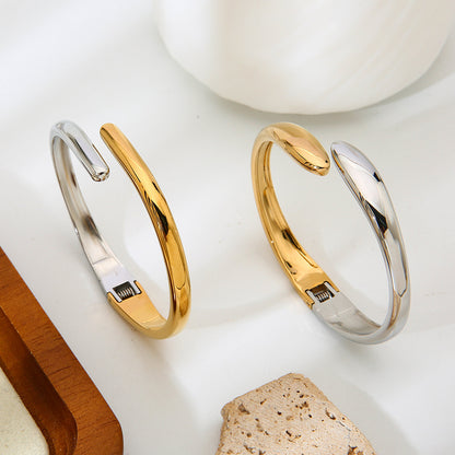 Color Block Bangle For Women Featuring Waterproof Non Tarnish Craft With 18K Real Gold Plated Electroplated Finish