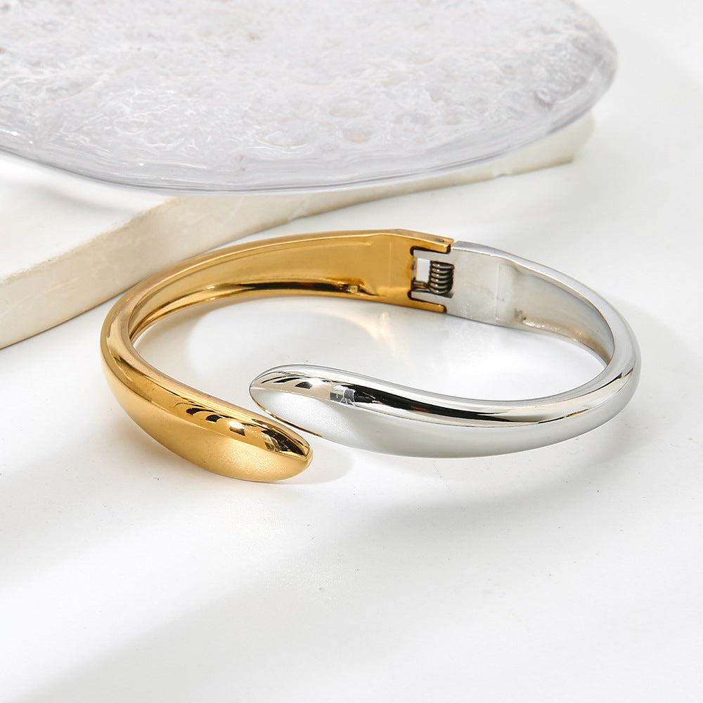 Color Block Bangle For Women Featuring Waterproof Non Tarnish Craft With 18K Real Gold Plated Electroplated Finish